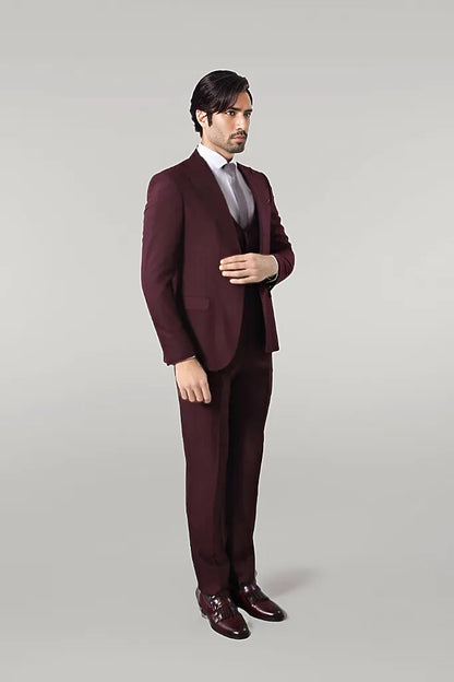Patterned Burgundy Suit -