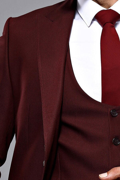KOALA SYDNEY  Patterned Claret Red 3 Piece Suit |