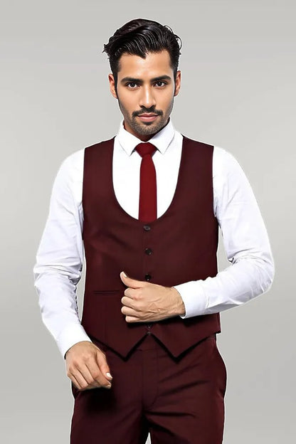 KOALA SYDNEY  Patterned Claret Red 3 Piece Suit |