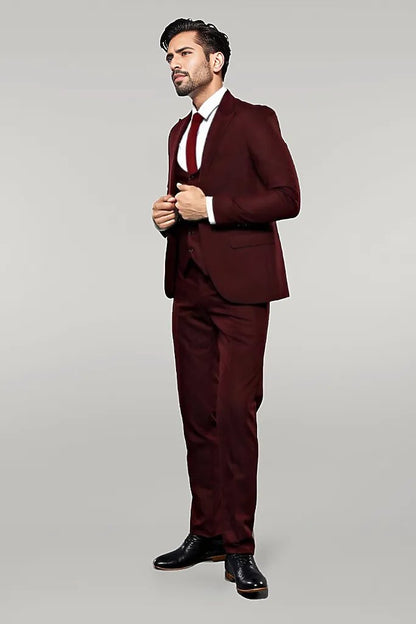 KOALA SYDNEY  Patterned Claret Red 3 Piece Suit |