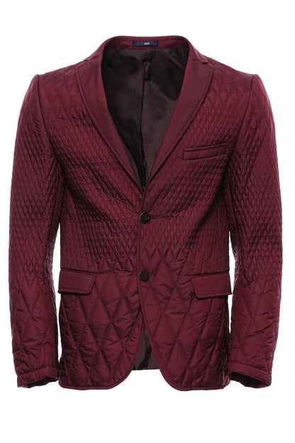 Patterned Quilted Burgundy Men Blazer