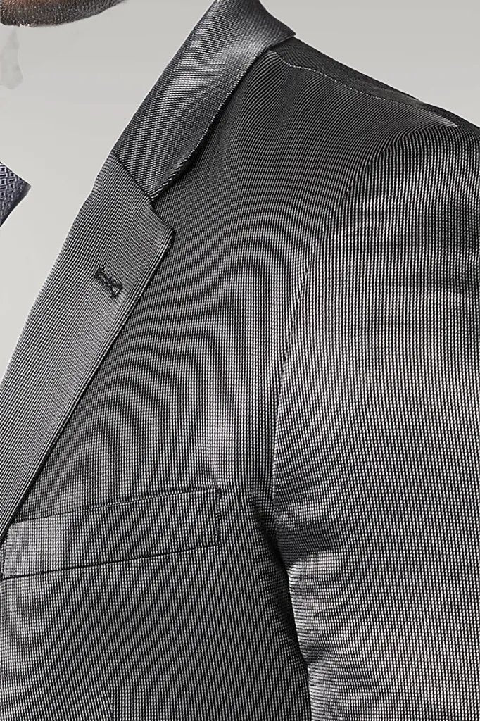 Patterned Shiny Grey Men Suit -