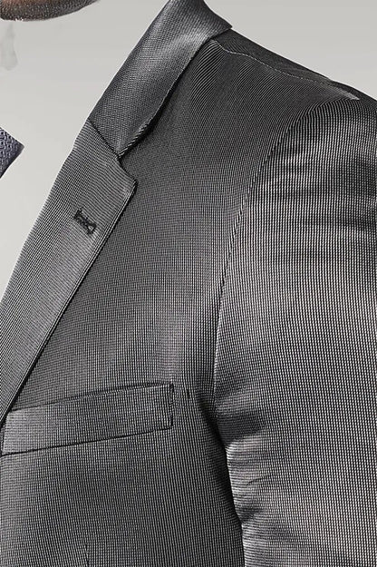 Patterned Shiny Grey Men Suit -