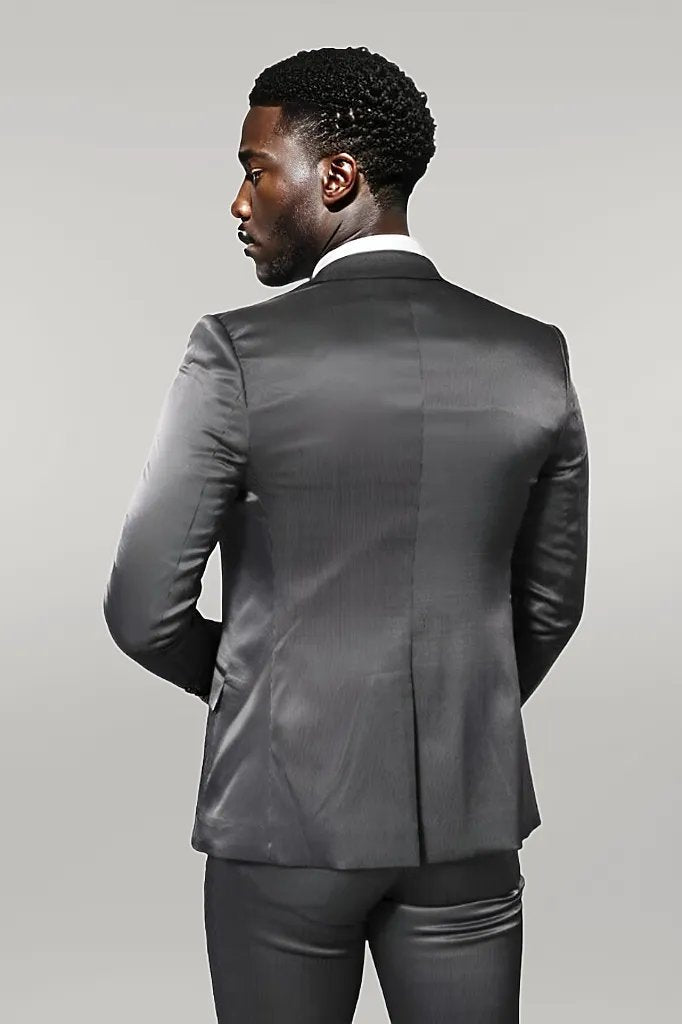 Patterned Shiny Grey Men Suit -