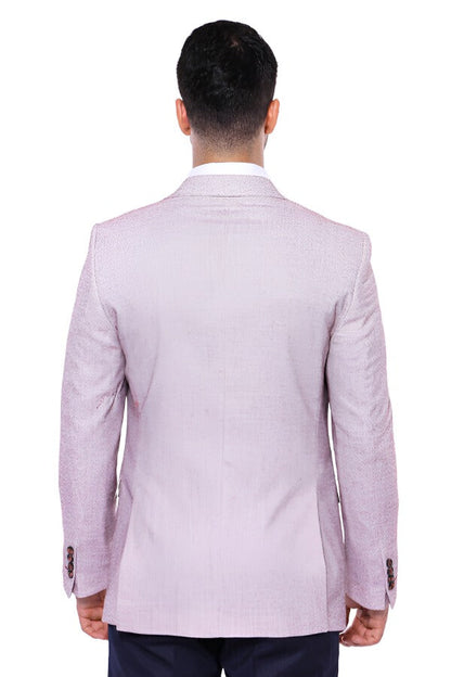 Patterned Slim-Fit Claret Red Blazer -