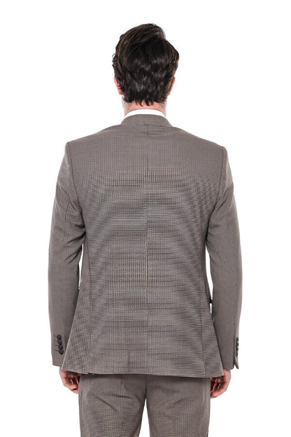 Patterned Slim Fit Light Brown Men Blazer