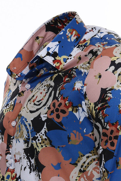 Patterned Slim Fit Long Sleeves Brown Men Shirt