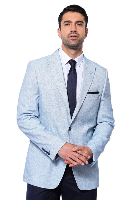 KOALA SYDNEY  Patterned Slim-Fit Sky Blue Blazer -