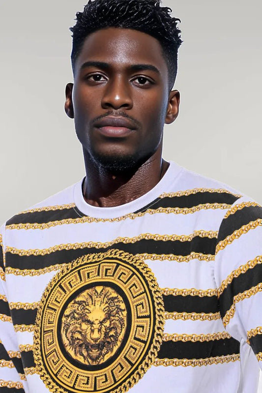 Patterned Slim Fit White Sweatshirt - Wessi