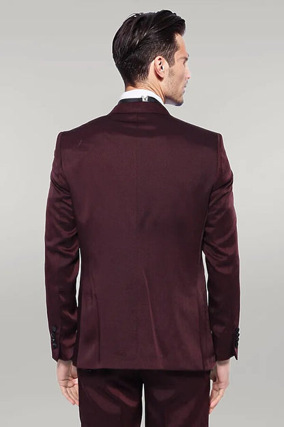 KOALA SYDNEY  Patterned Velvet Lapel Burgundy Tuxedo |