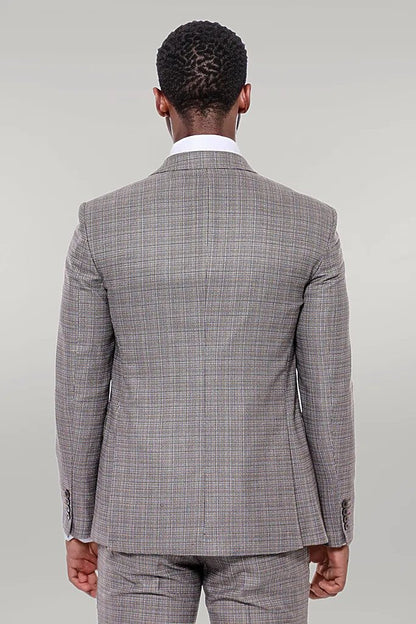 KOALA SYDNEY  Patterned Vested Slim-Fit Brown Men Suit -
