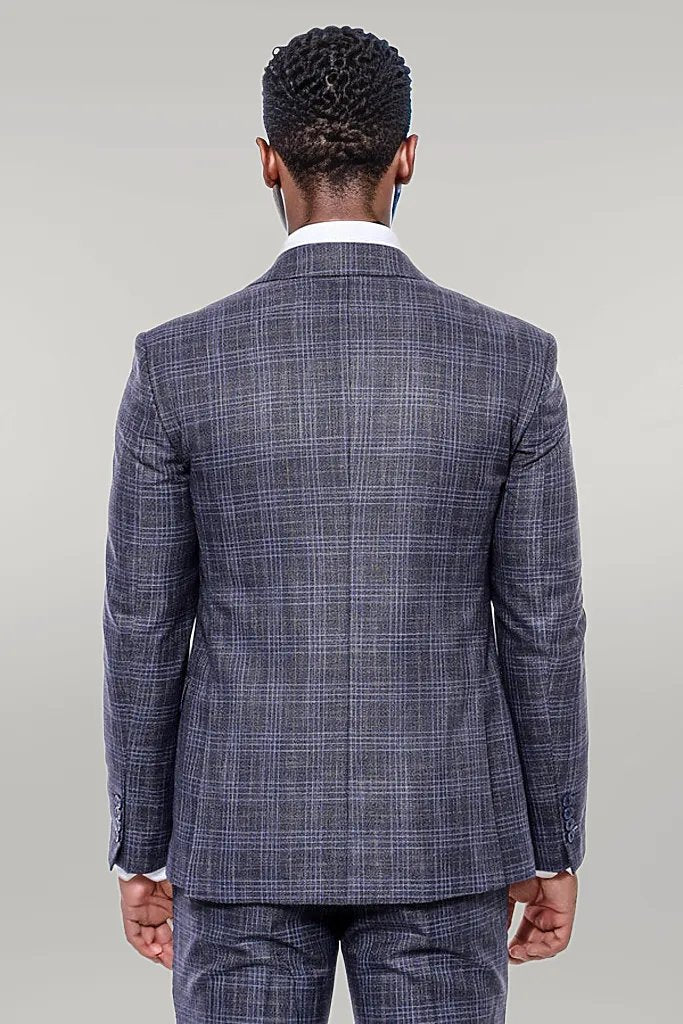 KOALA SYDNEY  Patterned Vested Slim-Fit Navy Blue Men’s Suit -