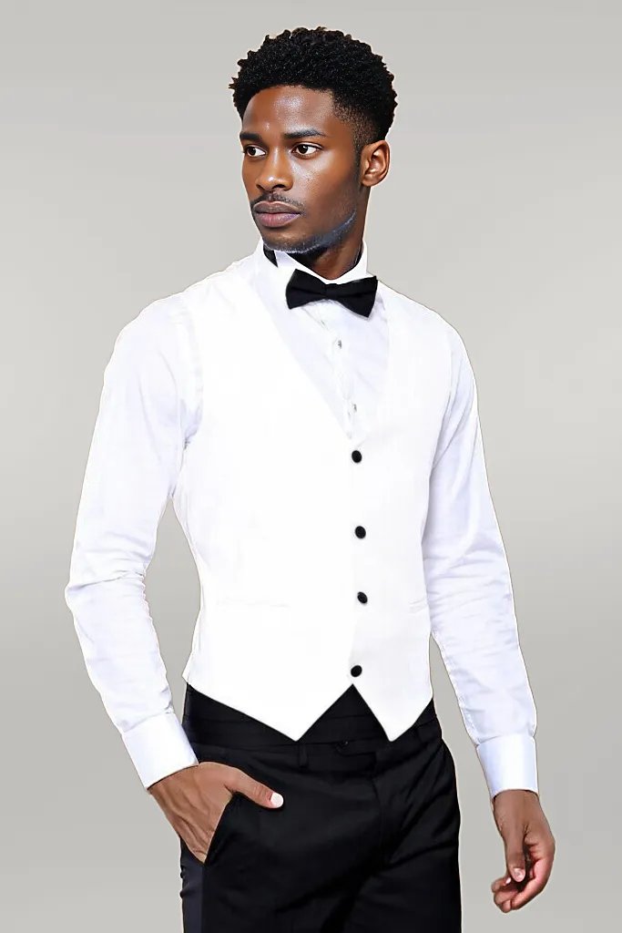 Peak Lapel 3 Piece White Tuxedo
