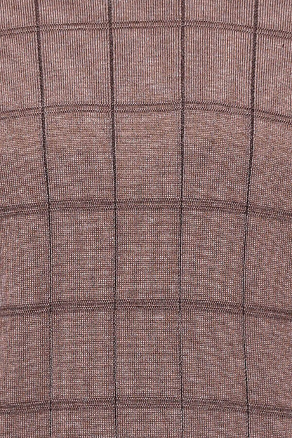Plaid Half Turtleneck Beige Sweater - Wessi