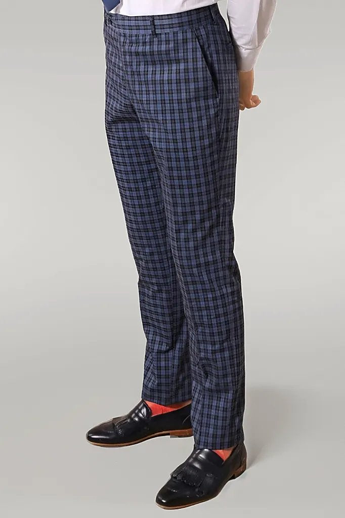 KOALA SYDNEY  Plaid Navy Blue Men's Double Breasted Suit |
