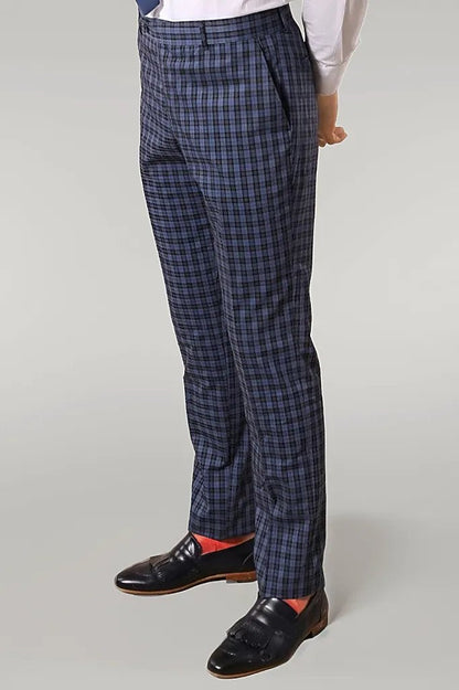 KOALA SYDNEY  Plaid Navy Blue Men's Double Breasted Suit |