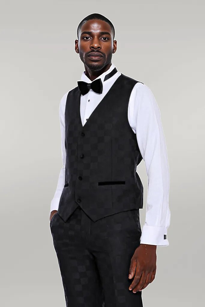 Plaid Slim Fit Black Men Tuxedo