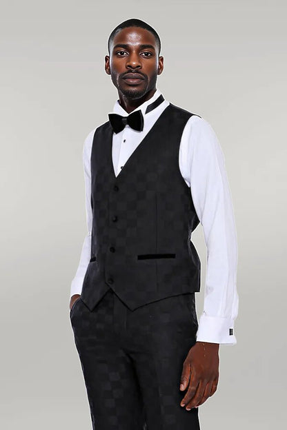 Plaid Slim Fit Black Men Tuxedo