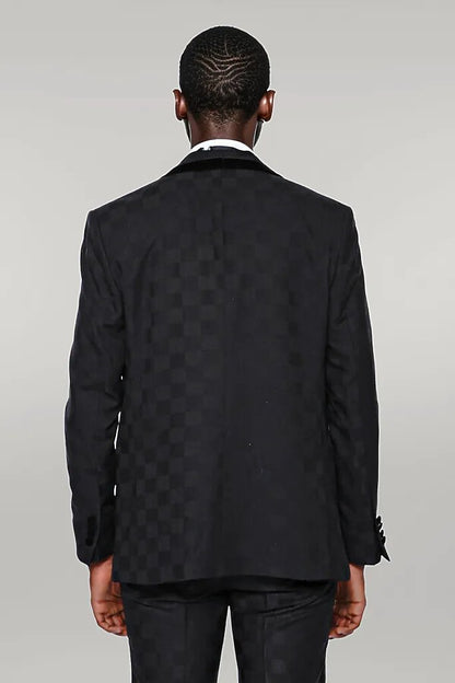 Plaid Slim Fit Black Men Tuxedo