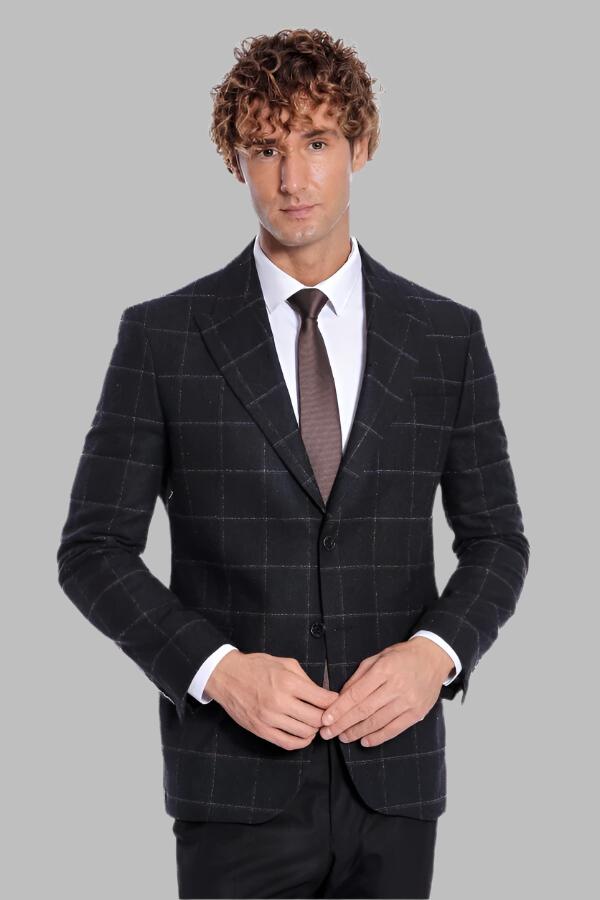 KOALA SYDNEY Plaid Wool Black Men Blazer