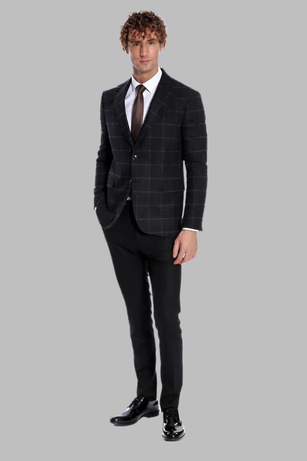 KOALA SYDNEY Plaid Wool Black Men Blazer