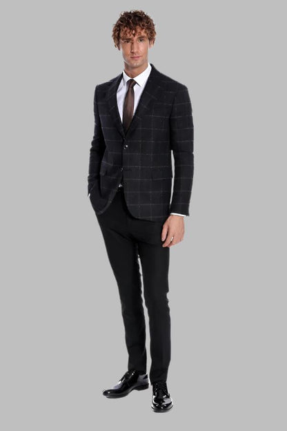 KOALA SYDNEY Plaid Wool Black Men Blazer
