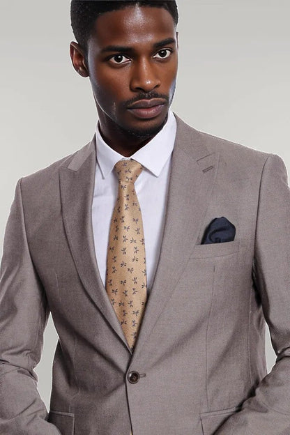 KOALA SYDNEY Plain 2 Piece Slim Fit Light Brown Men Suit
