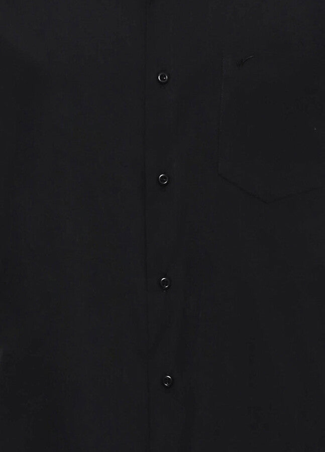 Plain Short Sleeves Black Men Shirt