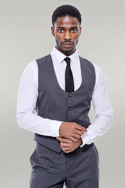 Plain Slim Fit Anthracite Men Suit