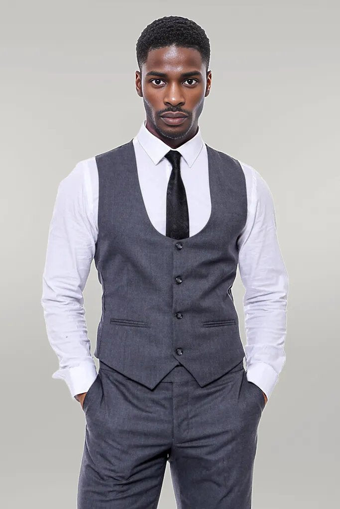 Plain Slim Fit Anthracite Men Suit