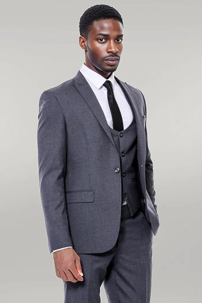 Plain Slim Fit Anthracite Men Suit