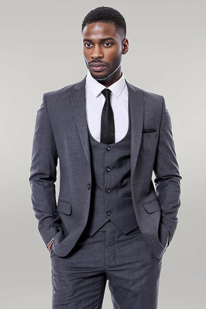 Plain Slim Fit Anthracite Men Suit