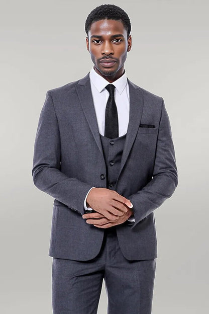 Plain Slim Fit Anthracite Men Suit