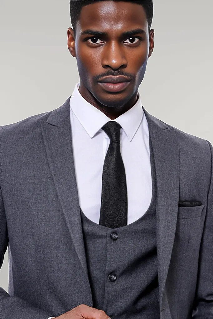 Plain Slim Fit Anthracite Men Suit