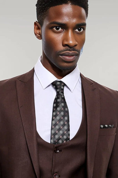 KOALA SYDNEY  Plain Slim Fit Brown Men Suit -