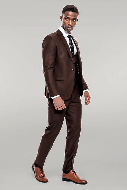 KOALA SYDNEY  Plain Slim Fit Brown Men Suit -