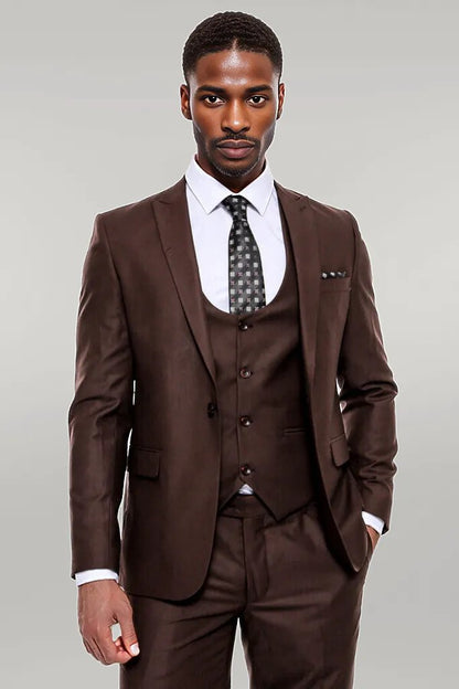 KOALA SYDNEY  Plain Slim Fit Brown Men Suit -