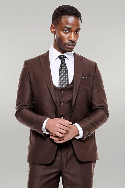 KOALA SYDNEY  Plain Slim Fit Brown Men Suit -