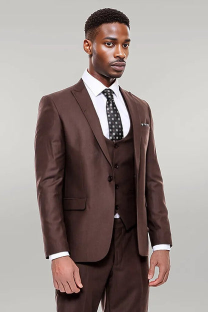 KOALA SYDNEY  Plain Slim Fit Brown Men Suit -
