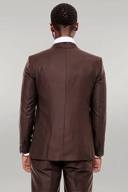 KOALA SYDNEY  Plain Slim Fit Brown Men Suit -