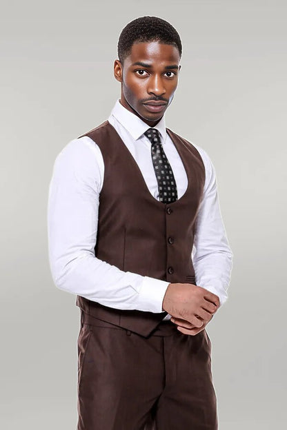 KOALA SYDNEY  Plain Slim Fit Brown Men Suit -