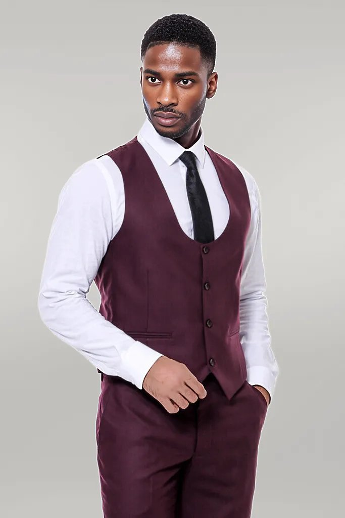 KOALA SYDNEY  Plain Slim Fit Burgundy Men Suit -