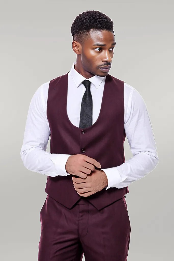 KOALA SYDNEY  Plain Slim Fit Burgundy Men Suit -
