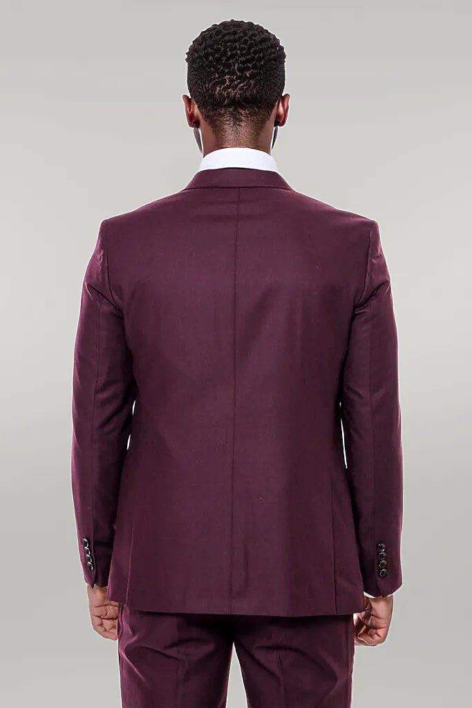 KOALA SYDNEY  Plain Slim Fit Burgundy Men Suit -