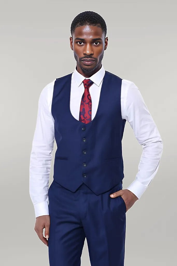 KOALA SYDNEY  Plain Vested Navy Blue Men's Suit |
