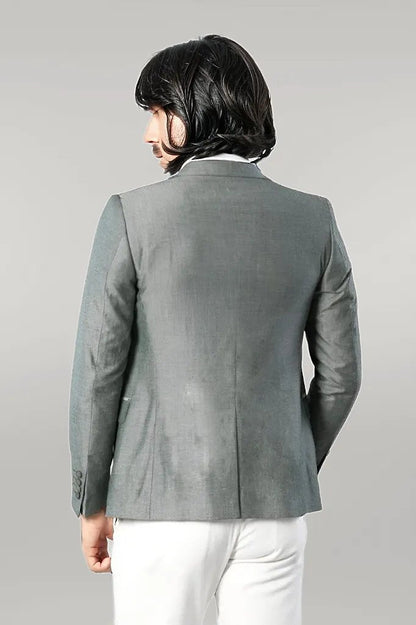 Pocket and Collar Plaid Mens Linnen Blazer