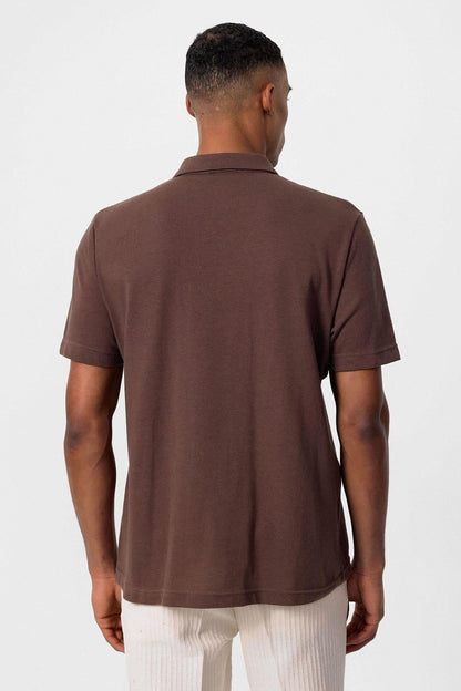 KOALA SYDNEY Men's Brown Polo Neck Zippered T-Shirt