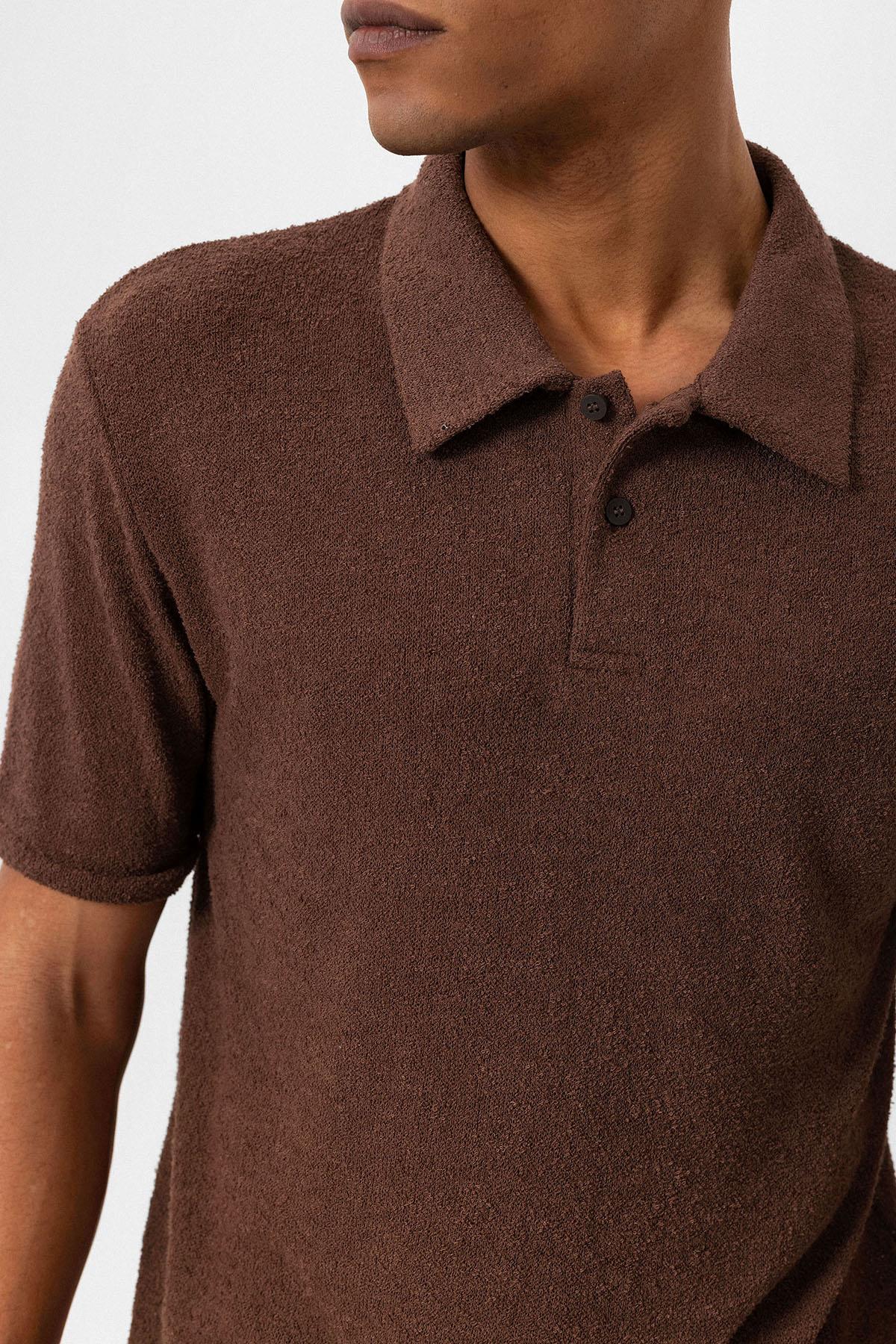 KOALA SYDNEY Men's Brown Polo Collar Knit T-Shirt