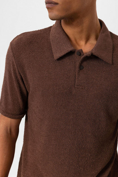 KOALA SYDNEY Men's Brown Polo Collar Knit T-Shirt