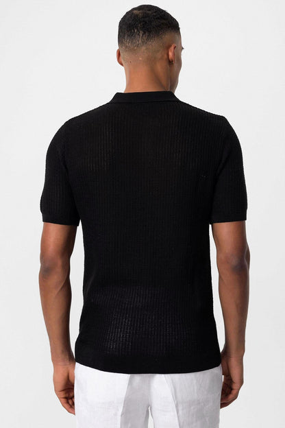 KOALA SYDNEY Men's Black Polo Collar Knit T-Shirt